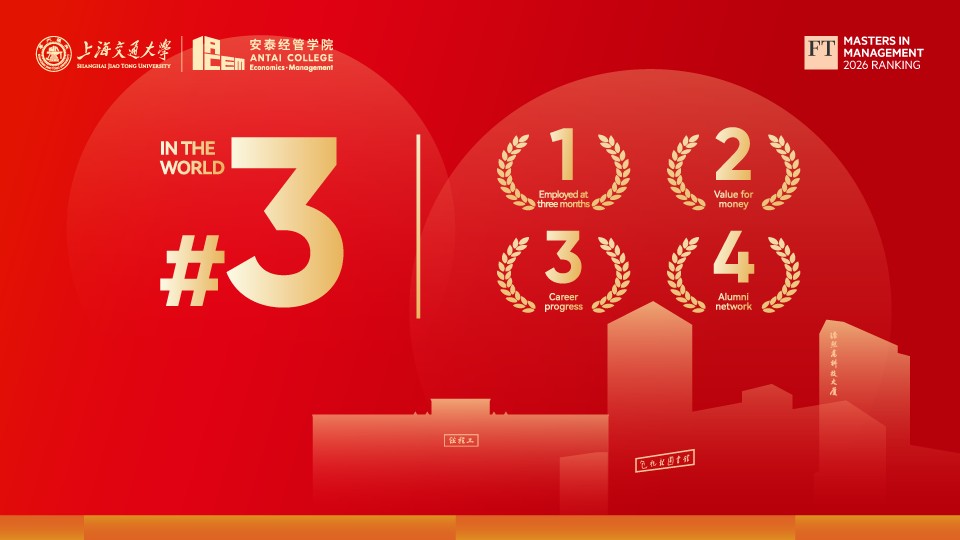 Financial Times Releases 2026 Global Masters in Management (MiM) Ranking: SJTU Antai Ranks 3rd Worldwide